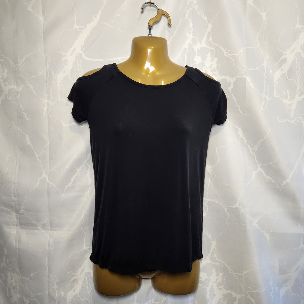 Irelia Lot of 2 Cold Shoulder Short Sleeve Tee Women's L Black & White Casual